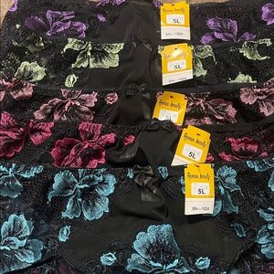 Floral Lace Panties - Black, Pink, Blue, Purple